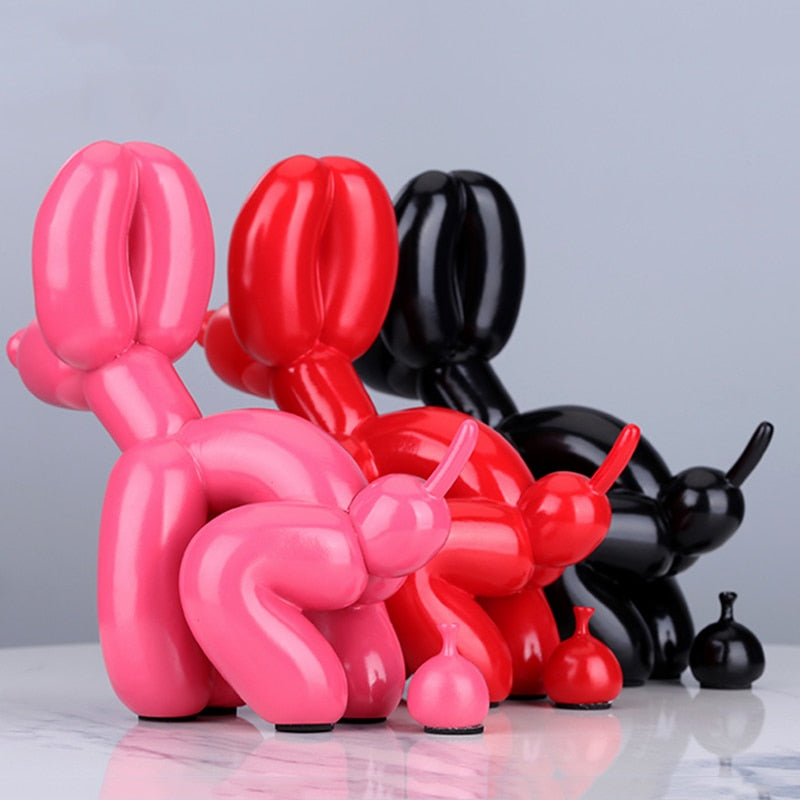 Jeff Koons Inspired Poop Balloon Dog Statue Home Decoration Resin Art Sculpture
