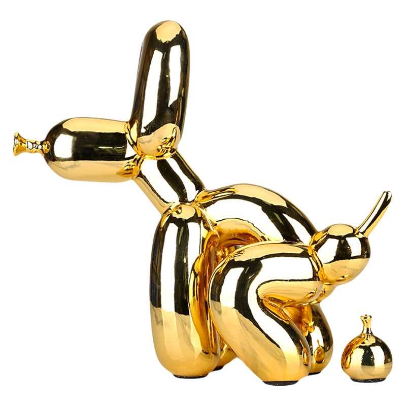 Jeff Koons Inspired Poop Balloon Dog Statue Home Decoration Resin Art Sculpture