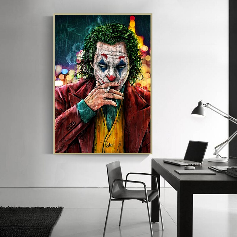 Joker canvas print adds a pop of color and personality to home decor