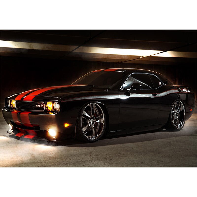 Wall Art Canvas Poster Painting Black Dodge Challenger