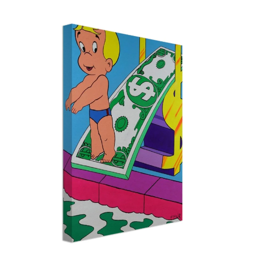 Wall Art Canvas "Money Dive" by Artist FFUR