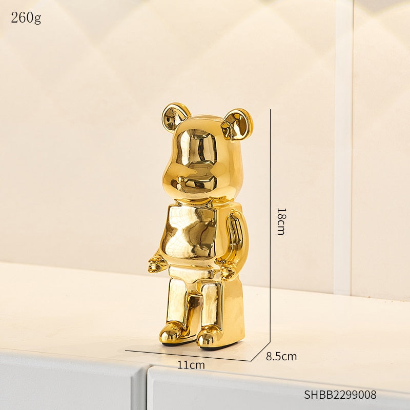 Electroplated Ceramic BearBrick Sculpture Home Deco Statue
