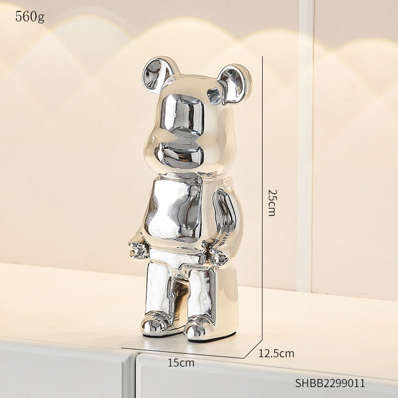 Electroplated Ceramic BearBrick Sculpture Home Deco Statue