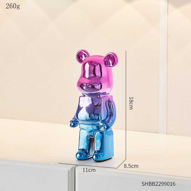 Electroplated Ceramic BearBrick Sculpture Home Deco Statue