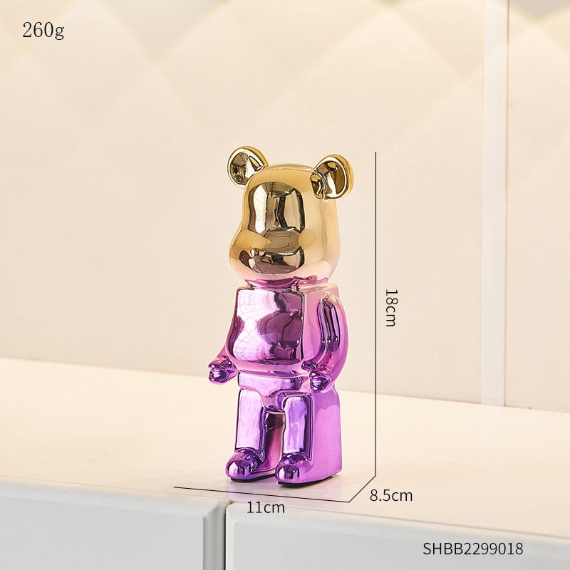 Electroplated Ceramic BearBrick Sculpture Home Deco Statue
