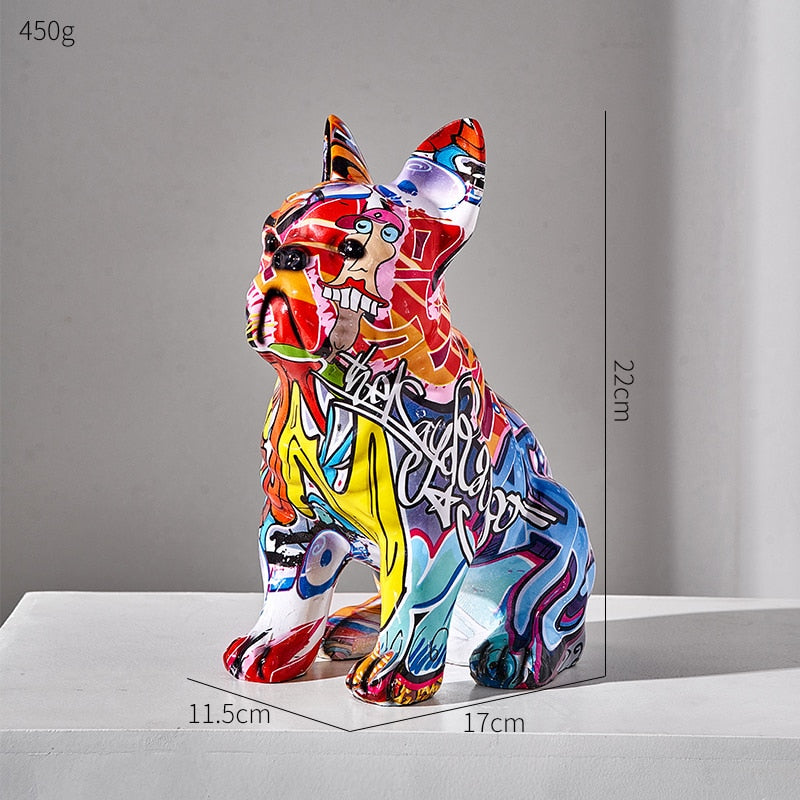 Graffiti French Bulldog Sculpture Home Deco Statue