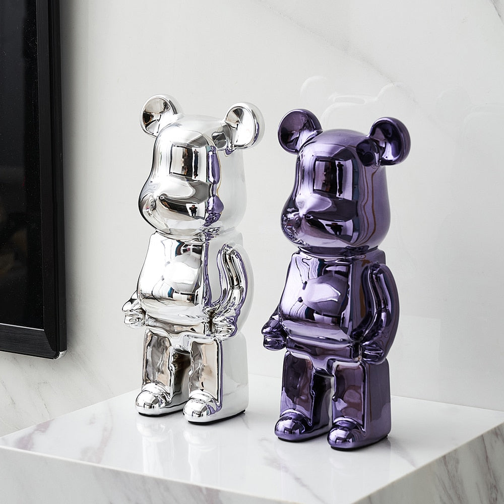 Electroplated Ceramic BearBrick Sculpture Home Deco Statue