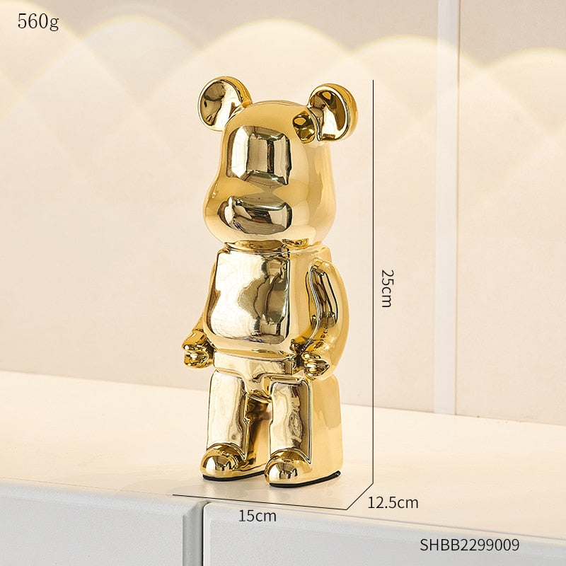 Electroplated Ceramic BearBrick Sculpture Home Deco Statue