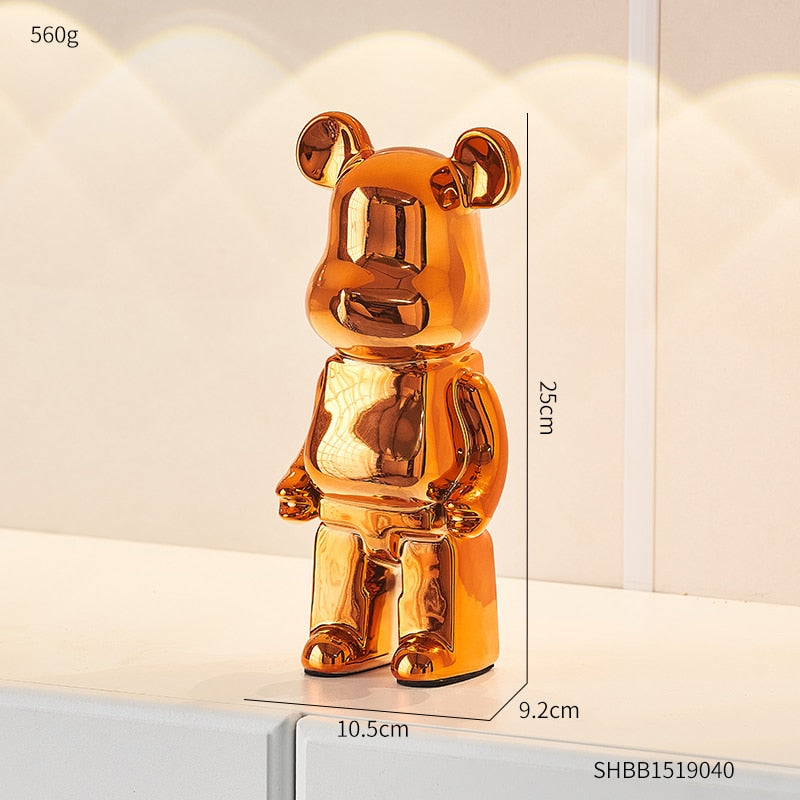 Electroplated Ceramic BearBrick Sculpture Home Deco Statue