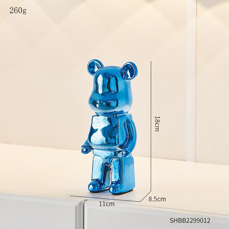Electroplated Ceramic BearBrick Sculpture Home Deco Statue