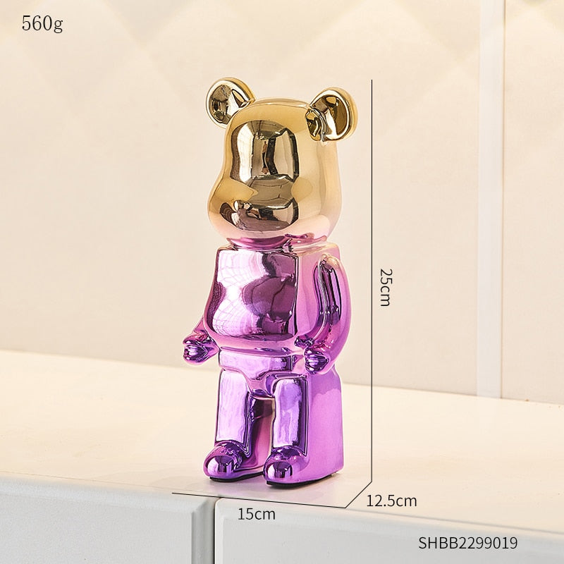 Electroplated Ceramic BearBrick Sculpture Home Deco Statue