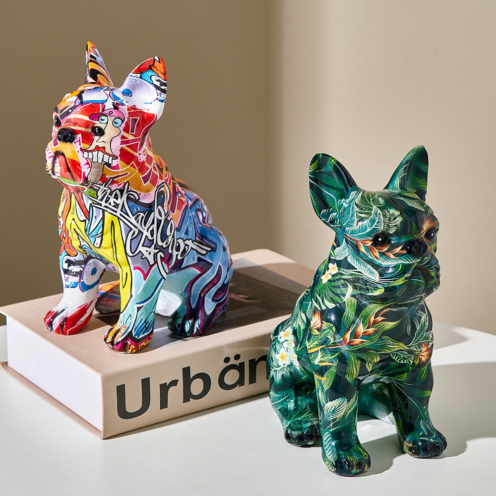 Graffiti French Bulldog Sculpture Home Deco Statue
