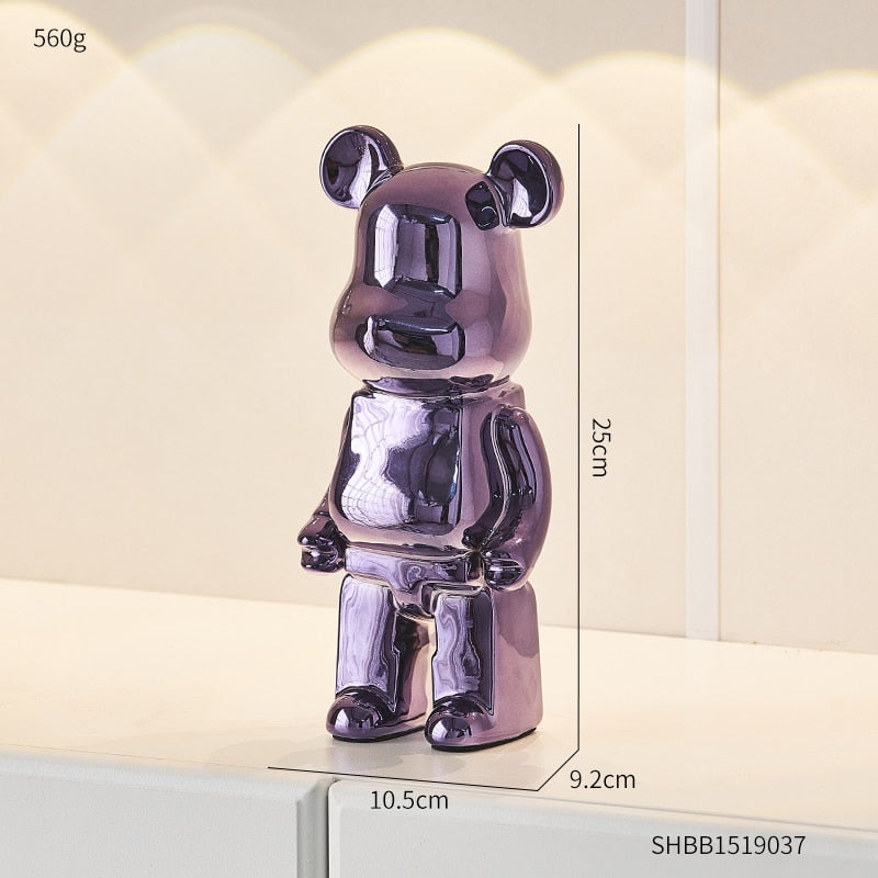 Electroplated Ceramic BearBrick Sculpture Home Deco Statue