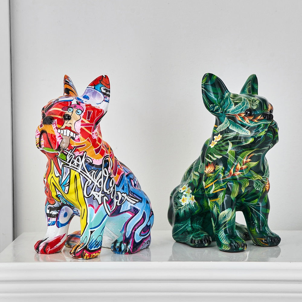 Graffiti French Bulldog Sculpture Home Deco Statue