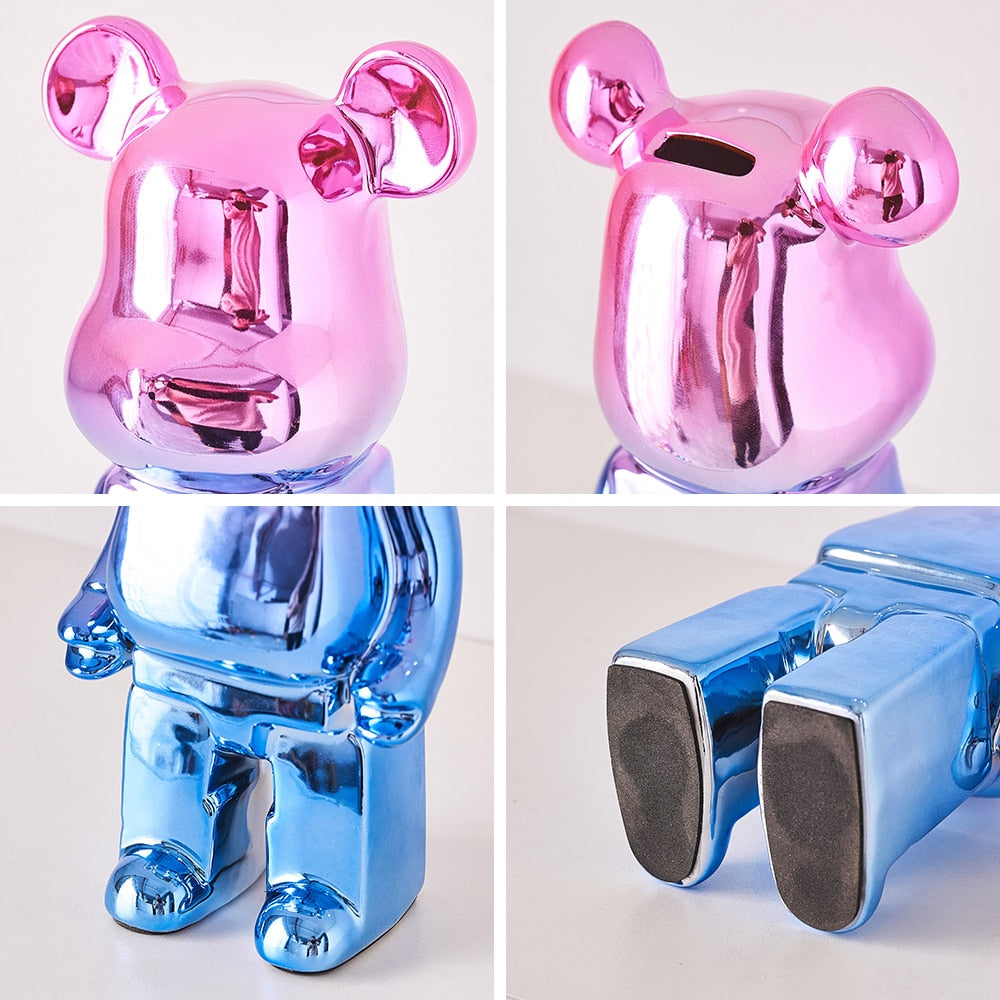 Electroplated Ceramic BearBrick Sculpture Home Deco Statue