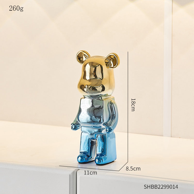 Electroplated Ceramic BearBrick Sculpture Home Deco Statue