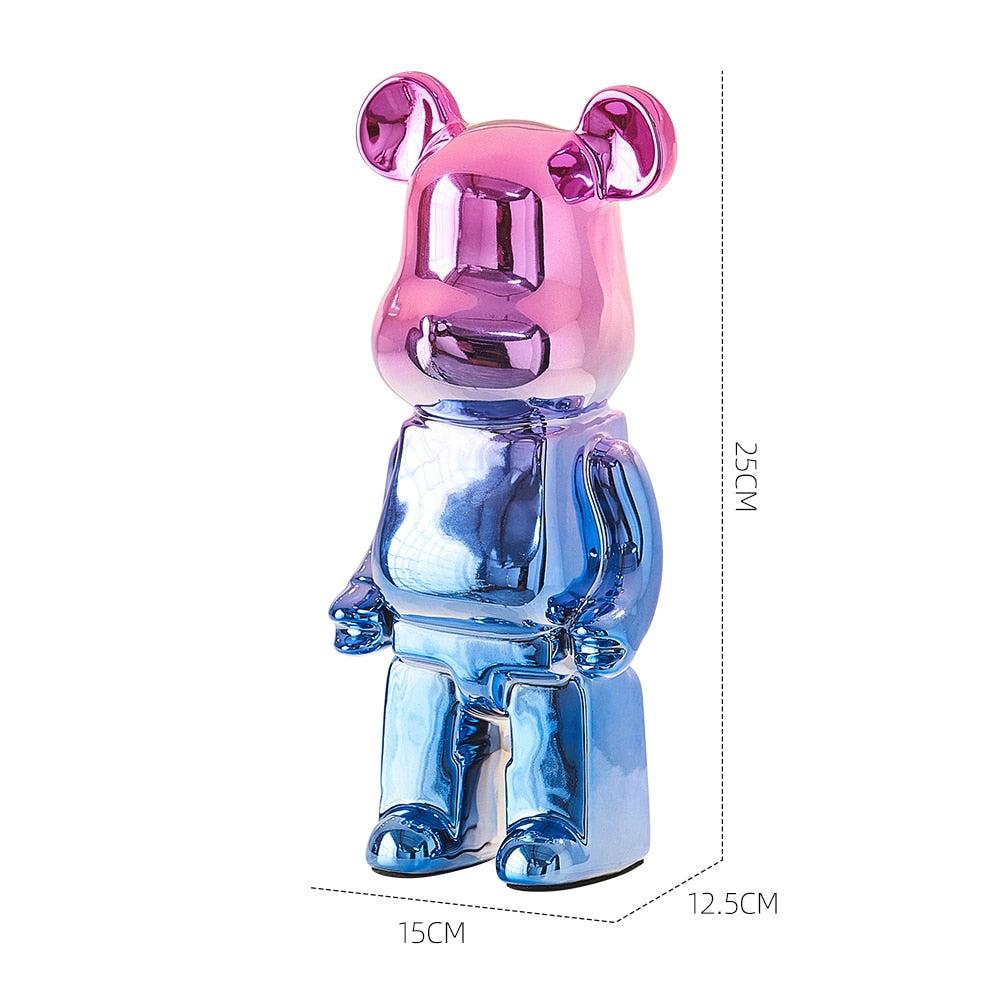 Electroplated Ceramic BearBrick Sculpture Home Deco Statue
