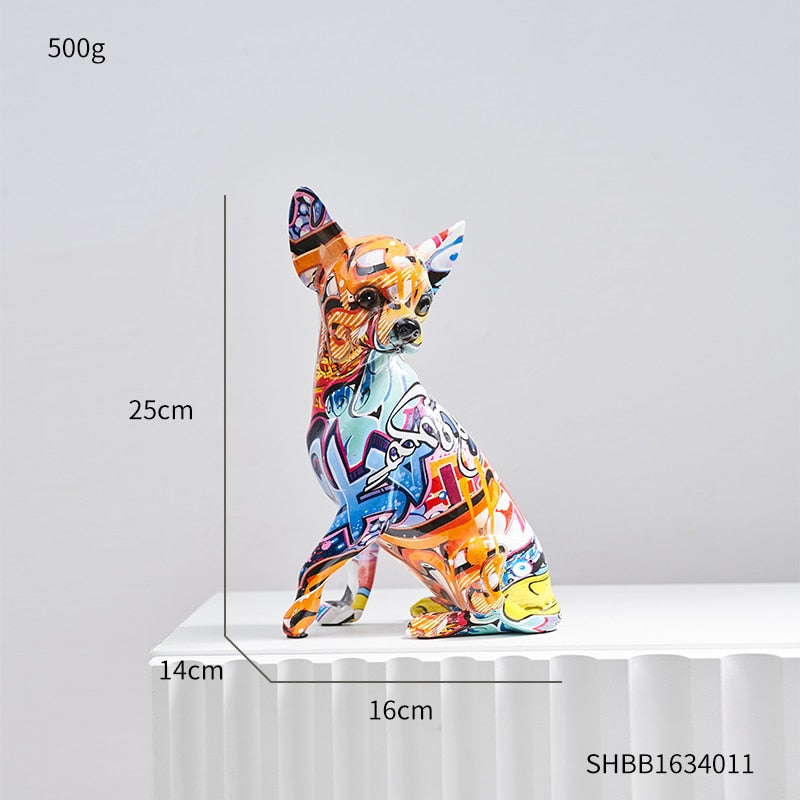 Graffiti French Bulldog Sculpture Home Deco Statue