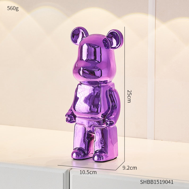 Electroplated Ceramic BearBrick Sculpture Home Deco Statue
