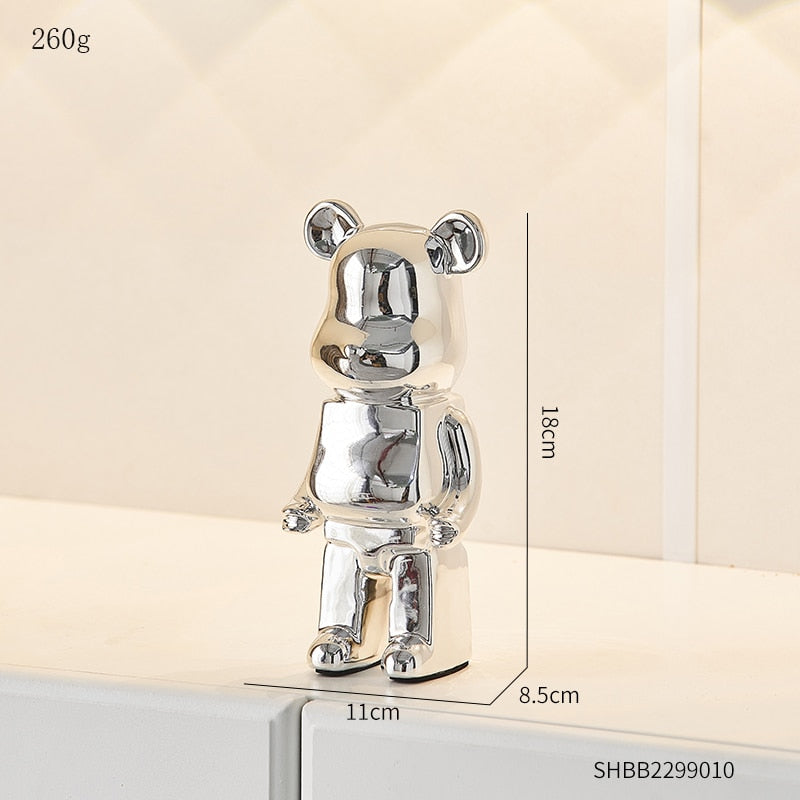 Electroplated Ceramic BearBrick Sculpture Home Deco Statue
