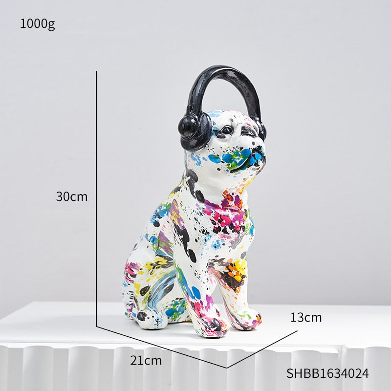 Graffiti French Bulldog Sculpture Home Deco Statue
