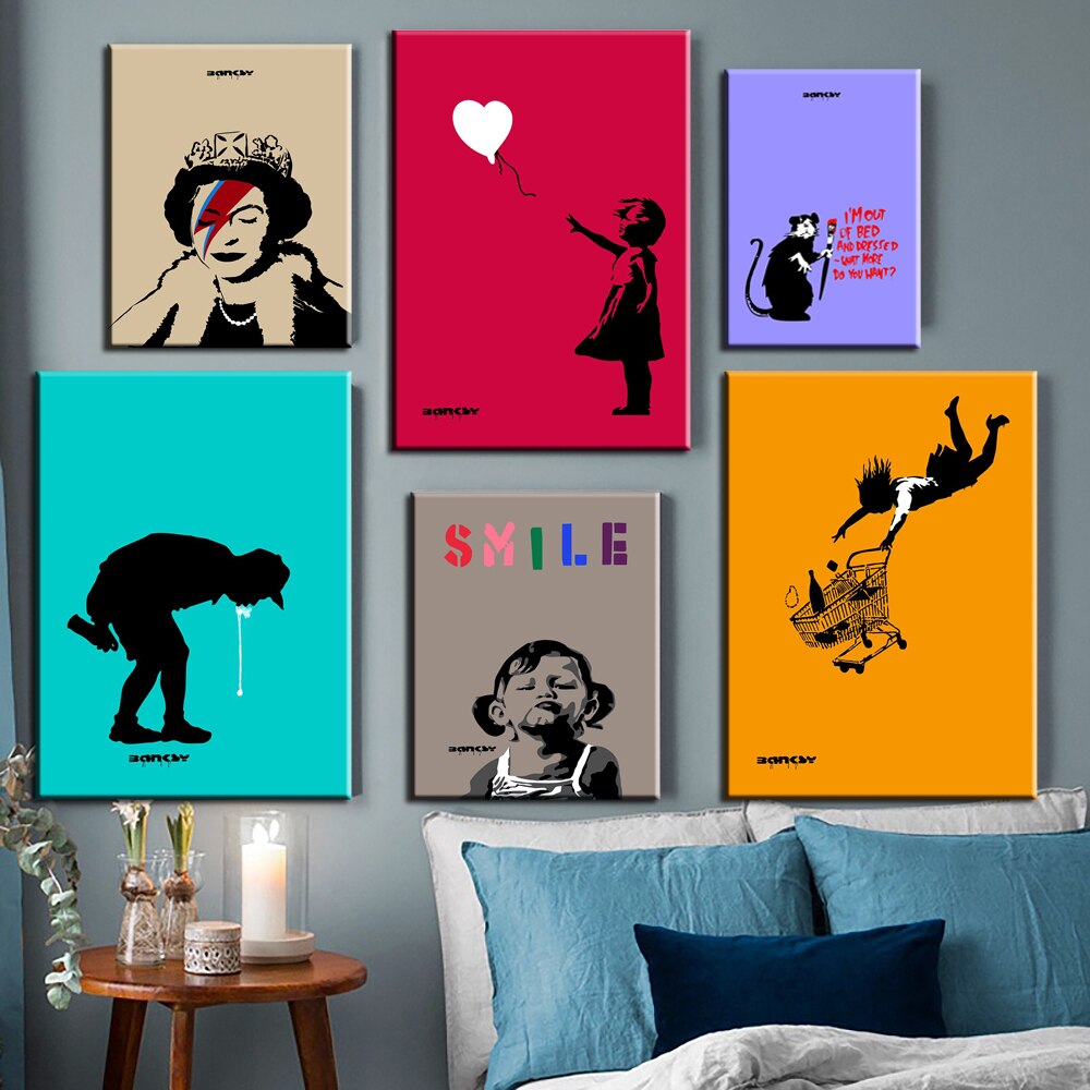 Abstract Banksy Graffiti Wall Art Canvas: Add a Touch of Urban Style to Your Decor