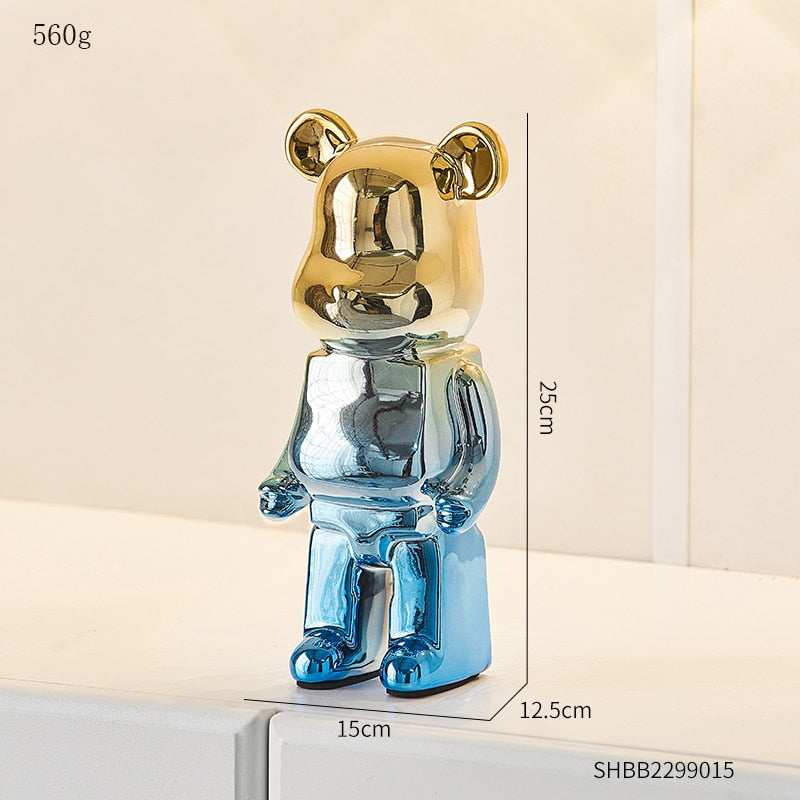 Electroplated Ceramic BearBrick Sculpture Home Deco Statue