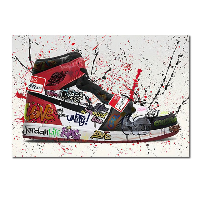 Vibrant sneakers and graffiti canvas print