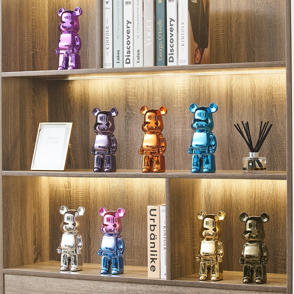 Electroplated Ceramic BearBrick Sculpture Home Deco Statue