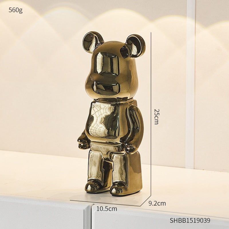 Electroplated Ceramic BearBrick Sculpture Home Deco Statue