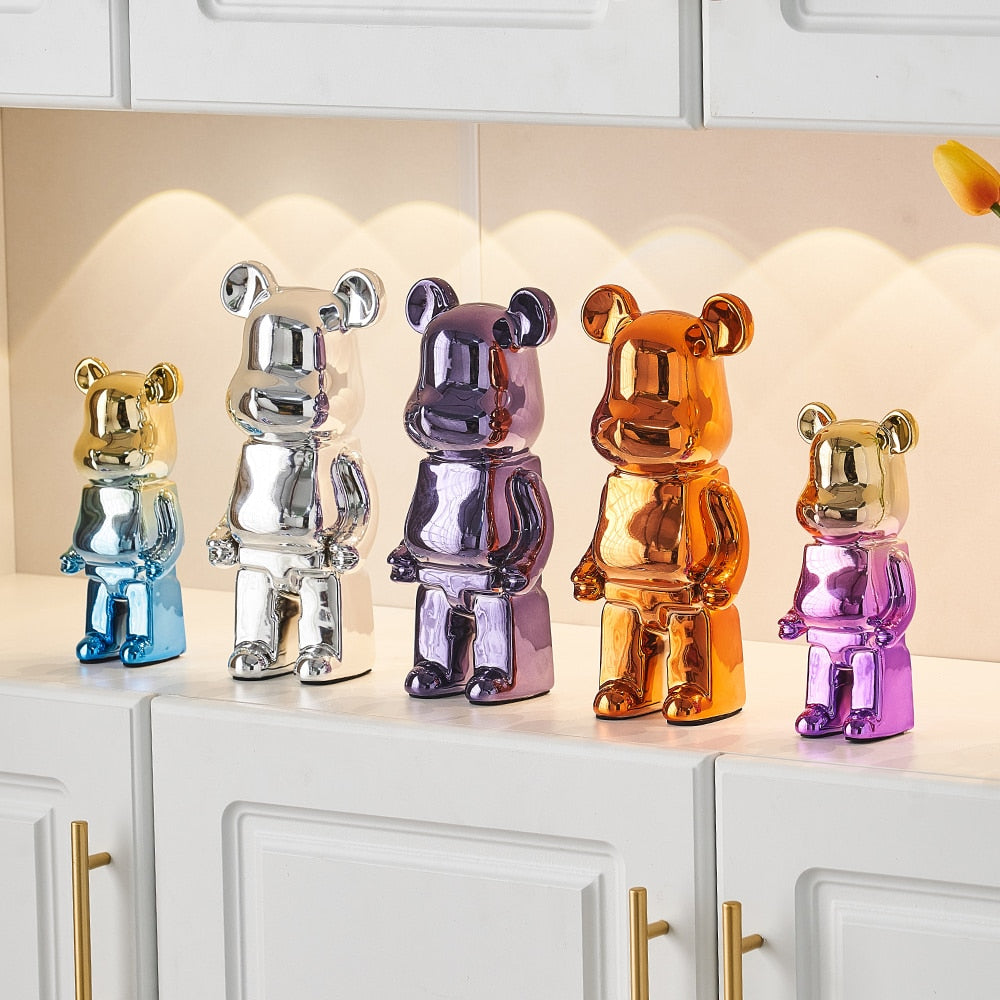 Electroplated Ceramic BearBrick Sculpture Home Deco Statue