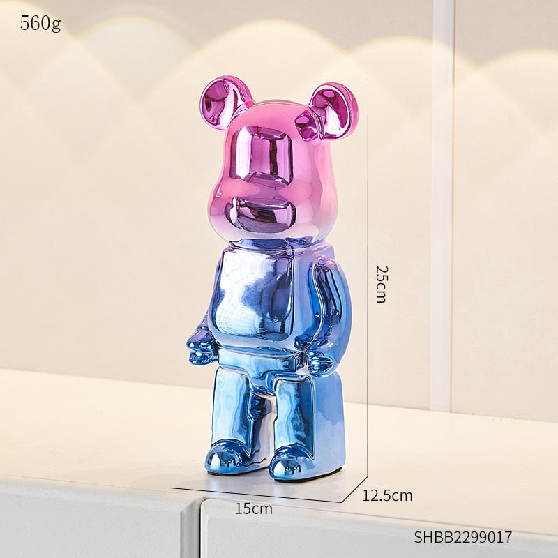 Electroplated Ceramic BearBrick Sculpture Home Deco Statue