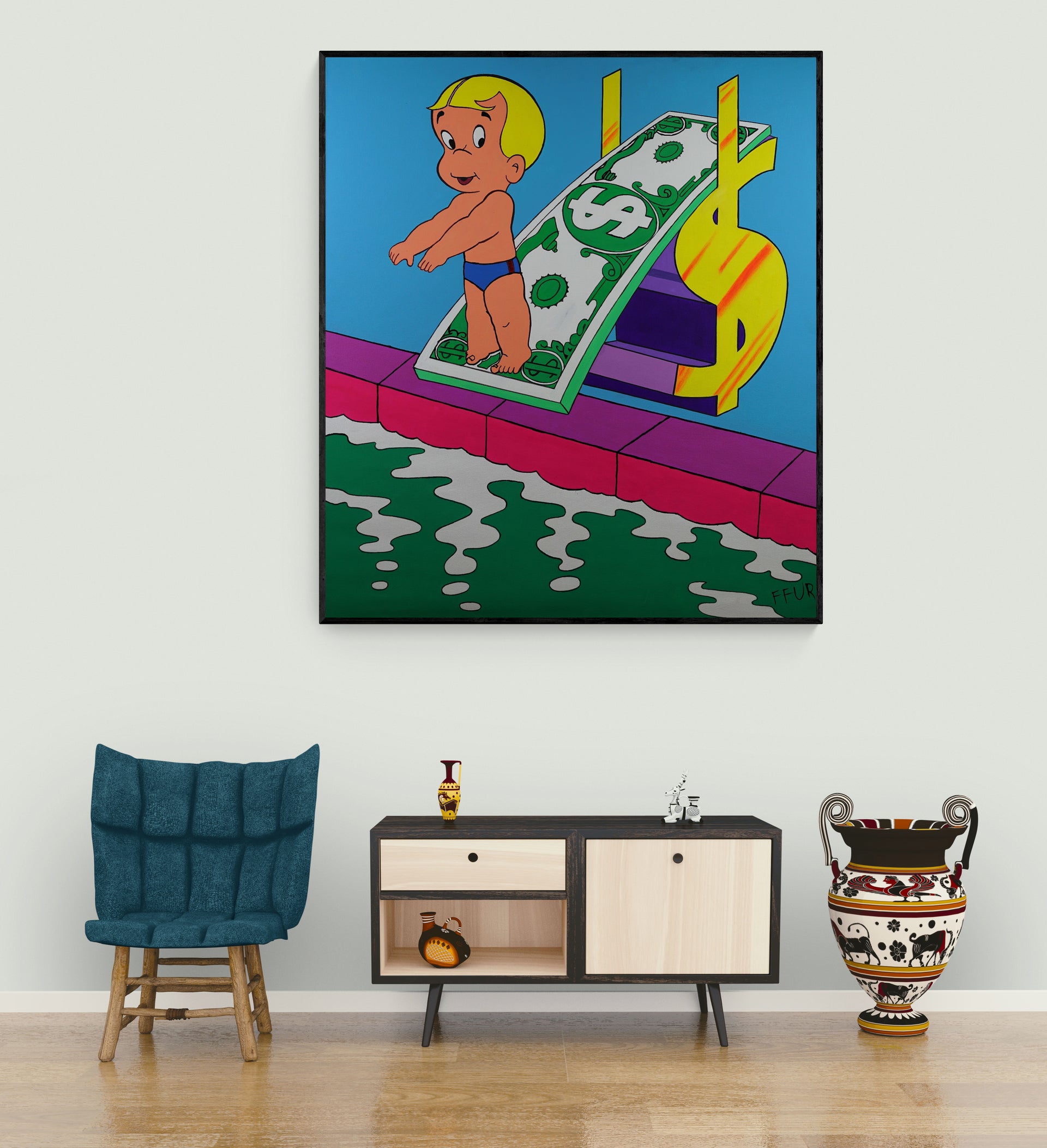  Richie Rich "Independent Dollar Background" Wall Art by FFUR 